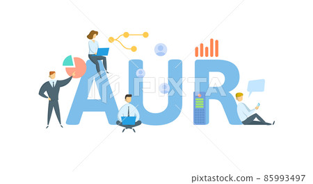 AUR, Average Unit Retail. Concept with keyword, people and icons. Flat vector illustration. Isolated on white. 85993497