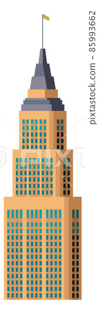 Skyscraper bulding icon. High urban office tower Skyscraper bulding icon. High urban office tower 85993662