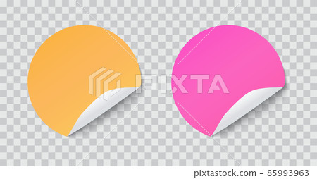 Paper round sticker with peeling corner and shadow Paper round sticker with peeling corner and shadow 85993963