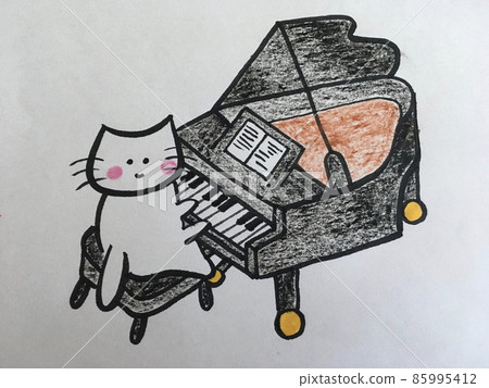 Cat playing the grand piano 85995412