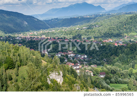 Mountain rural landscape with summer colors In the Romanian village 85996565