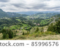 Mountain rural landscape with summer colors In the Romanian village 85996576