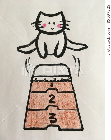 A cat that challenges the vaulting box A cat that challenges the vaulting box 85997325