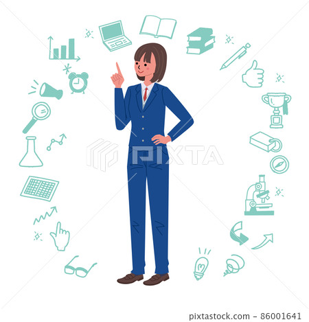 Girl and school icon in slacks uniform Girl and school icon in slacks uniform 86001641