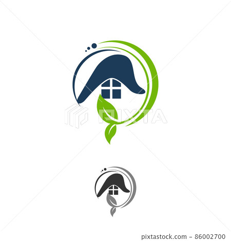 Green house icon with leaves - eco concept... - Stock Illustration ...