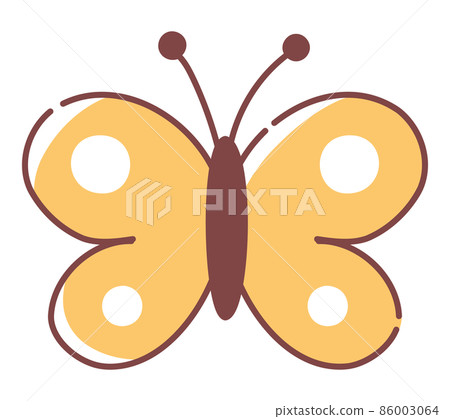 春天手繪蝴蝶,蝴蝶,蝴蝶,插圖,可愛的昆蟲,生物,生物,昆蟲,自然 86003064