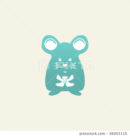 Mouse Logo design vector template negative space style. Rat Logotype Cartoon concept icon. 86003110