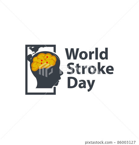 World stroke day design. Vector concept for banners or posters in flat style. Human head in profile view and text template World stroke day design. Vector concept for banners or posters in flat style. Human head in profile view and text template 86003127