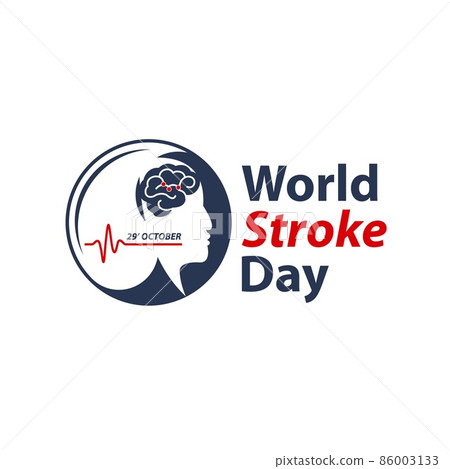 World stroke day design. Vector concept for banners or posters in flat style. Human head in profile view and text template World stroke day design. Vector concept for banners or posters in flat style. Human head in profile view and text template 86003133