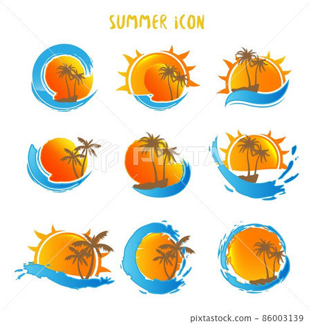 Set abstract and fun sun vector isolated summer icon design. Set abstract and fun sun vector isolated summer icon design. 86003139