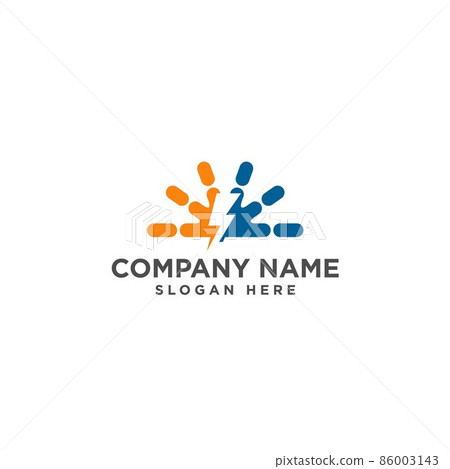 Spark dot logo concept design with electric danger light power voltage 86003143