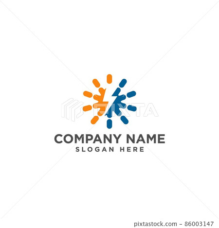 Spark dot logo concept design with electric danger light power voltage 86003147