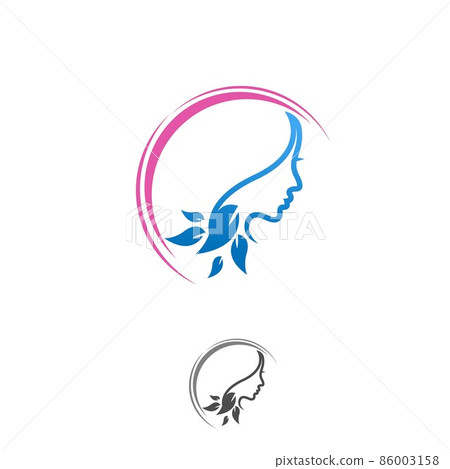 Abstract lotus flower logo design. Yoga and spa beauty studio logo vector templates set in pink blue colors. 86003158