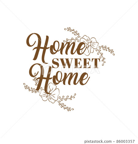 Hand Drawn Lettering With Phrase Home Sweet... - Stock Illustration ...