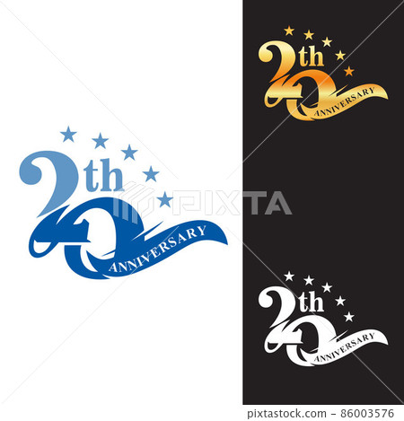 20 years anniversary linked logotype with red color isolated on white background for company celebration event. 86003576