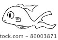Sideways goldfish line drawing illustration 86003871