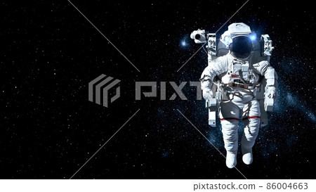Astronaut spaceman do spacewalk while working for spaceflight mission 86004663
