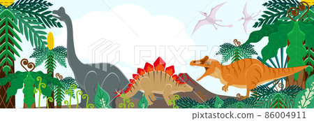 Popular Jurassic land and air dinosaurs such as Allosaurus - Rectangular 86004911