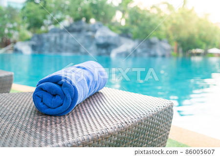 close-up towel on beach chair close-up towel on beach chair 86005607