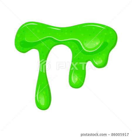 Green slime. Viscous dripping liquid on a white isolated background. Toy for children. Vector cartoon illustration. 86005917