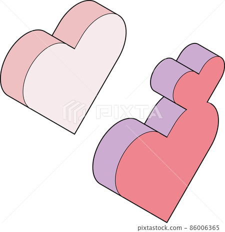 A heart icon with a simple right-sided isometric style main line that can be used for schedule management. 86006365