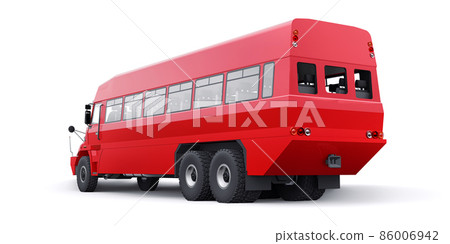 Bus to transport workers to hard to reach areas. 3D illustration. Bus to transport workers to hard to reach areas. 3D illustration. 86006942