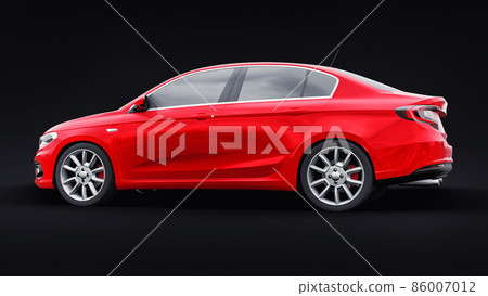 Compact Sports car Family Sedan 3d illustration. 86007012
