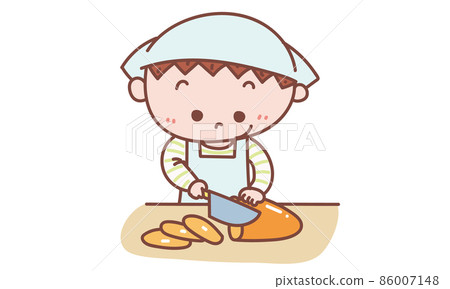 Children who cut carrots 86007148
