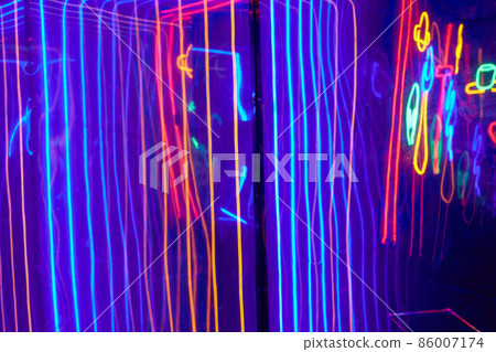 Abstact red neon sign with a blue neon tube. 86007174