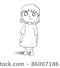Line art illustration material of a woman with a shocked and sad expression 86007186