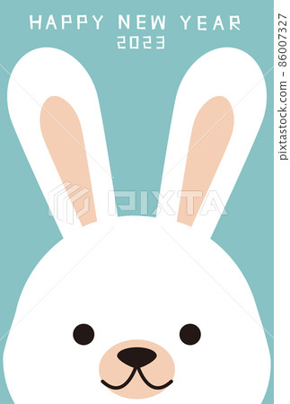 New Year's card 2023 Rabbit up light blue New Year's card 2023 Rabbit up light blue 86007327