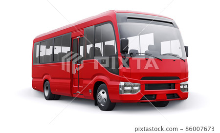 Small bus for urban and suburban for travel. Car with empty body for design and advertising. 3d illustration Small bus for urban and suburban for travel. Car with empty body for design and advertising. 3d illustration 86007673