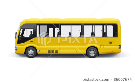 Yellow Small bus for urban and suburban for travel. Car with empty body for design and advertising. 3d illustration 86007674