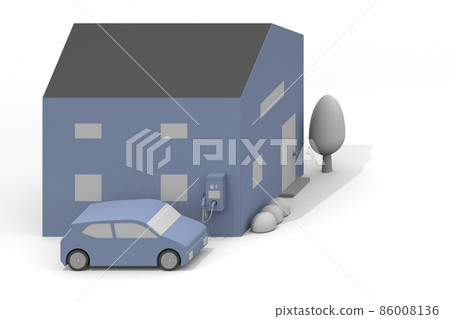 電動車和充電器。正在為電動汽車和充電座充電。使用安裝在道路上的充電點。 86008136