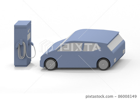 電動車和充電器。正在為電動汽車和充電座充電。使用安裝在道路上的充電點。 86008149