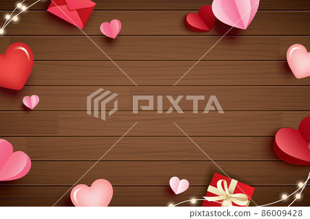 Happy valentines day with paper hearts and copy... - Stock Illustration ...