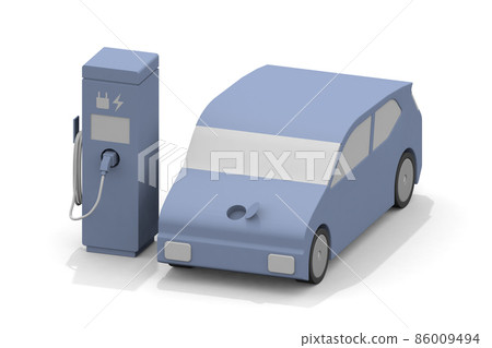 Charge the EV car. A charger is installed on the side of the road. Charge the battery from the charging stand. A car that considers the natural environment. Charge the EV car. A charger is installed on the side of the road. Charge the battery from the charging stand. A car that considers the natural environment. 86009494