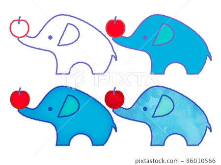 Simple cute elephant with apple Simple cute elephant with apple 86010566