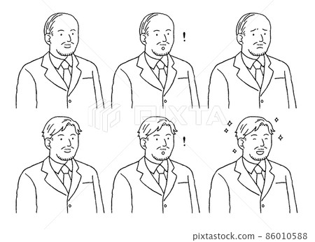 Simple touch illustration set for senior generation businessmen Simple touch illustration set for senior generation businessmen 86010588