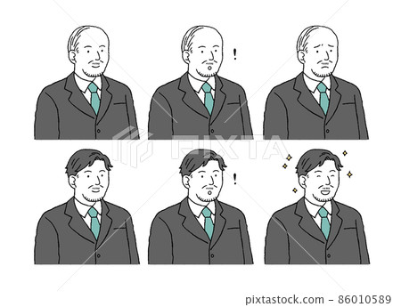 Simple touch illustration set for senior generation businessmen Simple touch illustration set for senior generation businessmen 86010589