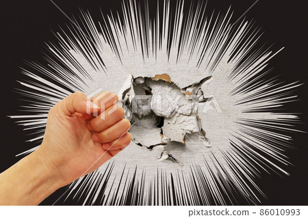Image of opposition to violence (photograph of hitting a hole in the wall) 86010993