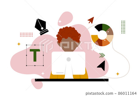 Boy Graphic Designer Digital Graphic Drawing Tool Flat Design Illustration 86011164