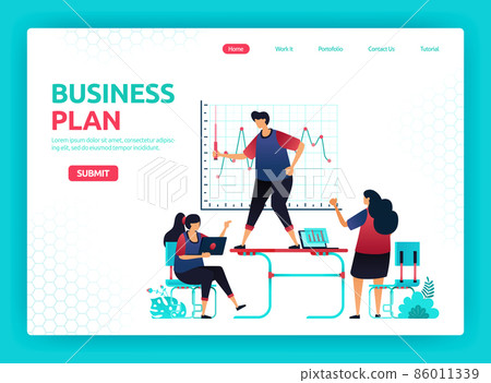 Vector illustration of plan business growth, analysis and development. Meetings and conferences in office with employees. Graphic design template for banner, flyer, brochure, cover, magazine, print Vector illustration of plan business growth, analysis and development. Meetings and conferences in office with employees. Graphic design template for banner, flyer, brochure, cover, magazine, print 86011339