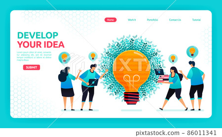 Vector illustration of developing ideas and thoughts with collaboration and discussion. Open minded to find solutions. Graphic design template for banner, flyer, brochure, cover, magazine, print Vector illustration of developing ideas and thoughts with collaboration and discussion. Open minded to find solutions. Graphic design template for banner, flyer, brochure, cover, magazine, print 86011341