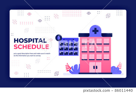 Landing page vector illustration of hospital treatment scheduling, doctor and patient visits, hospital bookings. Can be used for website web mobile apps poster flyer background element banner template Landing page vector illustration of hospital treatment scheduling, doctor and patient visits, hospital bookings. Can be used for website web mobile apps poster flyer background element banner template 86011440
