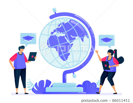 Vector illustration for globe of education, learning and knowledge transfer. World scholarship programs for students. Can be used for landing page, website, web, mobile apps, posters, flyers Vector illustration for globe of education, learning and knowledge transfer. World scholarship programs for students. Can be used for landing page, website, web, mobile apps, posters, flyers 86011451