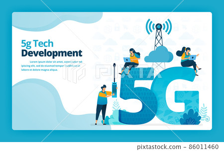 Vector illustration of landing page of 5g advance technology for developing and managing internet networks. Design for website, web, banner, mobile apps, poster, brochure, template, ads, homepage Vector illustration of landing page of 5g advance technology for developing and managing internet networks. Design for website, web, banner, mobile apps, poster, brochure, template, ads, homepage 86011460