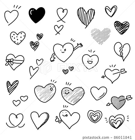 Heart mark Rough handwriting Various heart mark sets Monochrome Heart mark Rough handwriting Various heart mark sets Monochrome 86011841