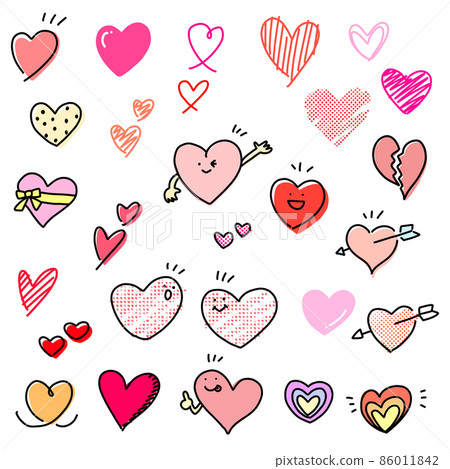 Heart mark Rough handwriting Various heart mark set colors Heart mark Rough handwriting Various heart mark set colors 86011842