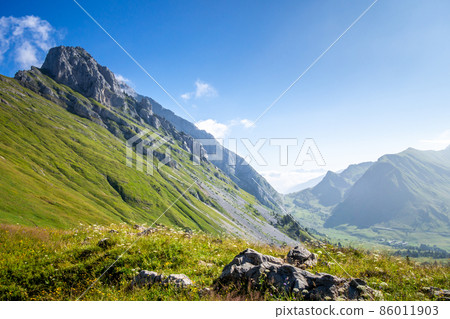 Mountain landscape in The Grand-Bornand, France 86011903
